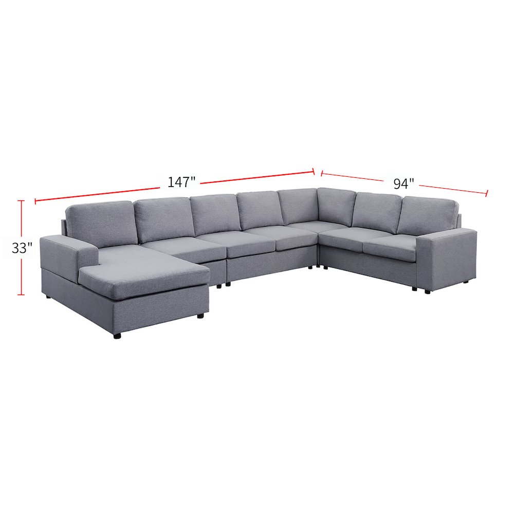 7 Seat Reversible Modular Sectional Sofa Chaise in Light Gray. Picture 3