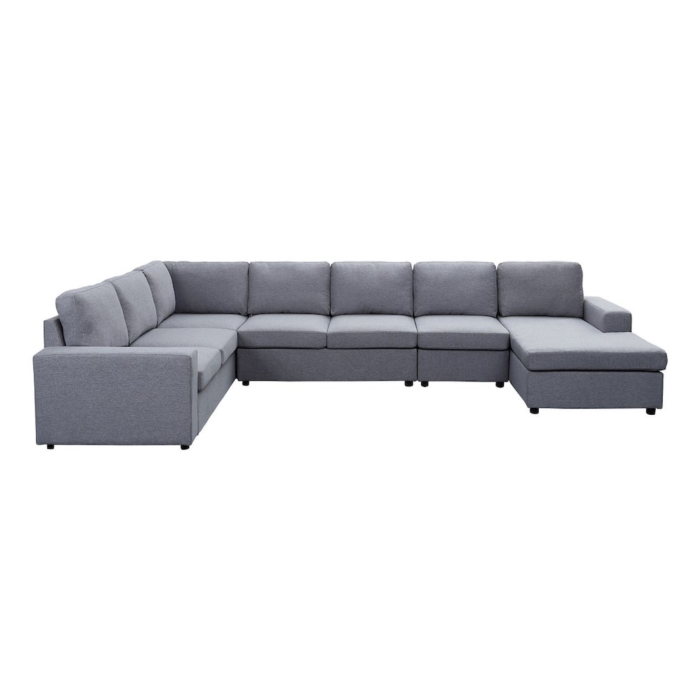 7 Seat Reversible Modular Sectional Sofa Chaise in Light Gray. Picture 4