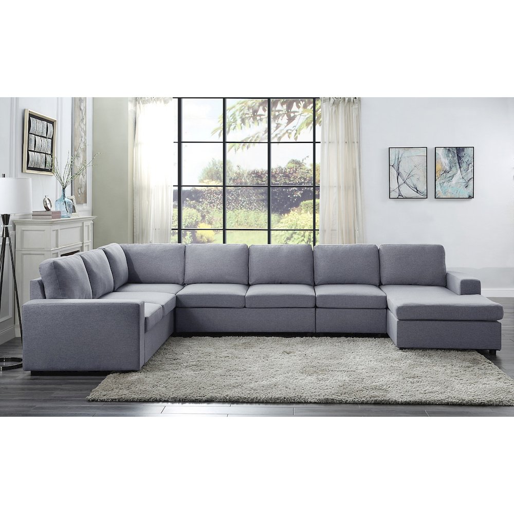 7 Seat Reversible Modular Sectional Sofa Chaise in Light Gray. Picture 5
