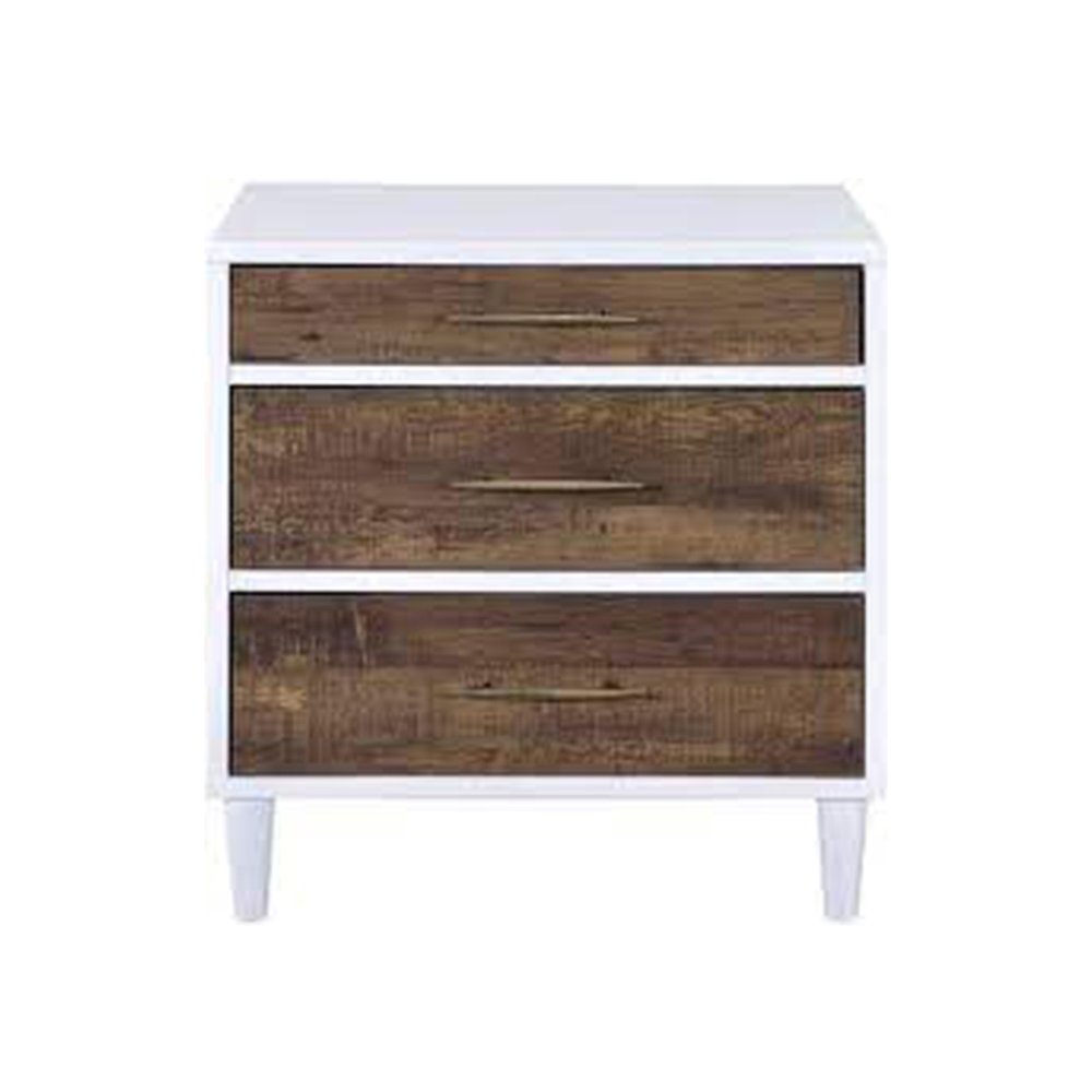 Rectangular 3-Drawer Nightstand in White
