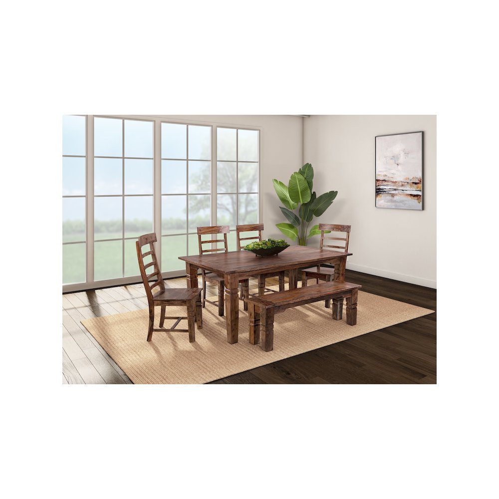 Taos Solid Sheesham Wood Ladderback Dining Chair, Brown (Set of 2). Picture 2
