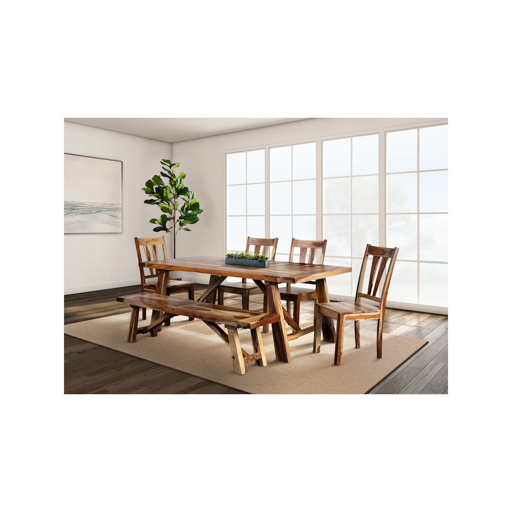 Porter Designs Kalispell Solid Sheesham Wood Dining Chair, Natural (Set of 2). Picture 2