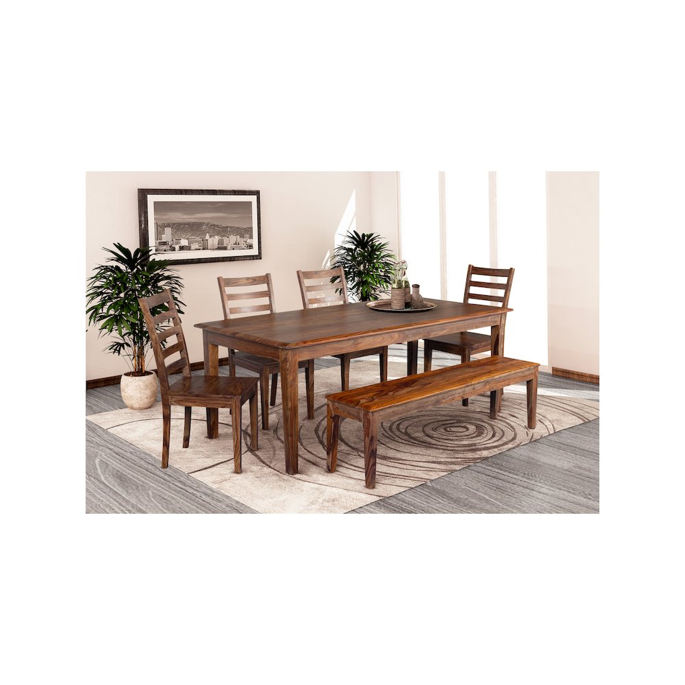 Porter Designs Sonora Solid Sheesham Wood Dining Table, Brown. Picture 7