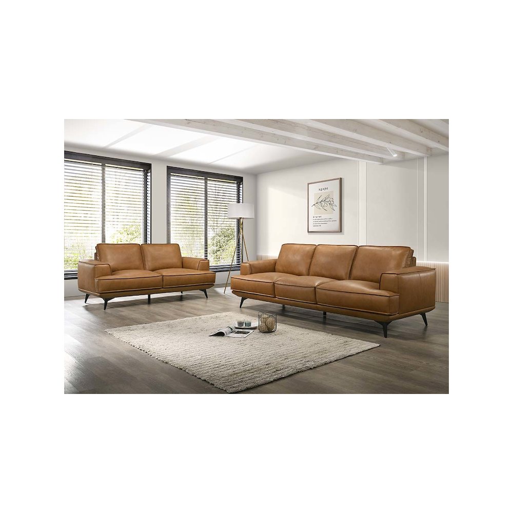 Pirelli Full-Grain Leather Sofa, Brown. Picture 2
