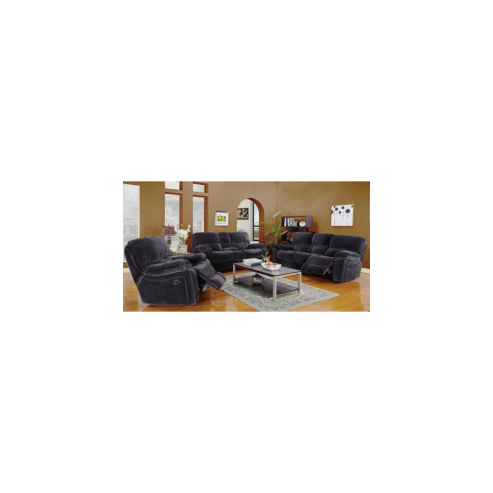 Porter Designs Ramsey Microfiber Reclining Console Loveseat, Gray. Picture 2