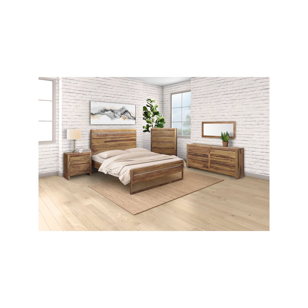 Porter Designs Urban Solid Sheesham Wood Queen Bed, Natural. Picture 2
