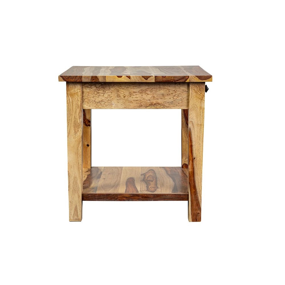 Porter Designs Taos Solid Sheesham Wood End Table, Natural. Picture 4