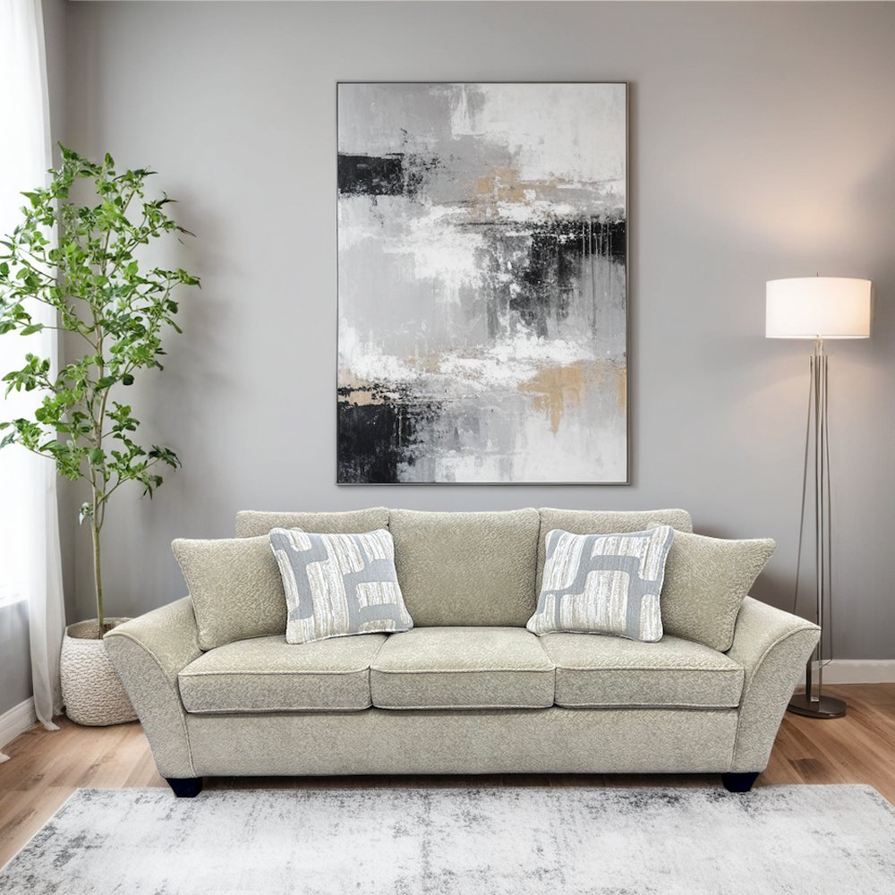 Columbia Microfiber Sofa, Cream. Picture 2