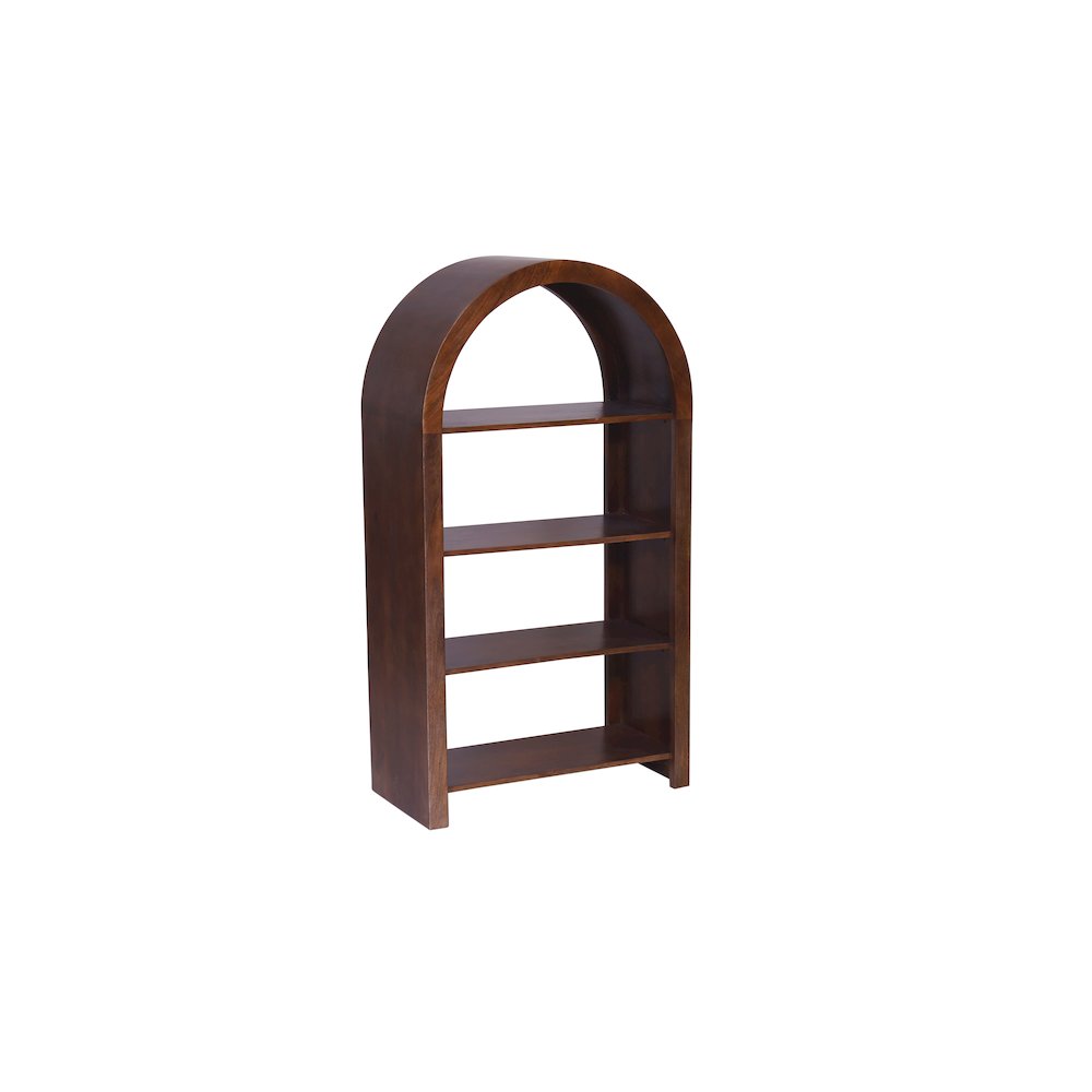 Ellipse Solid Acacia Wood Bookcase, Brown. Picture 1