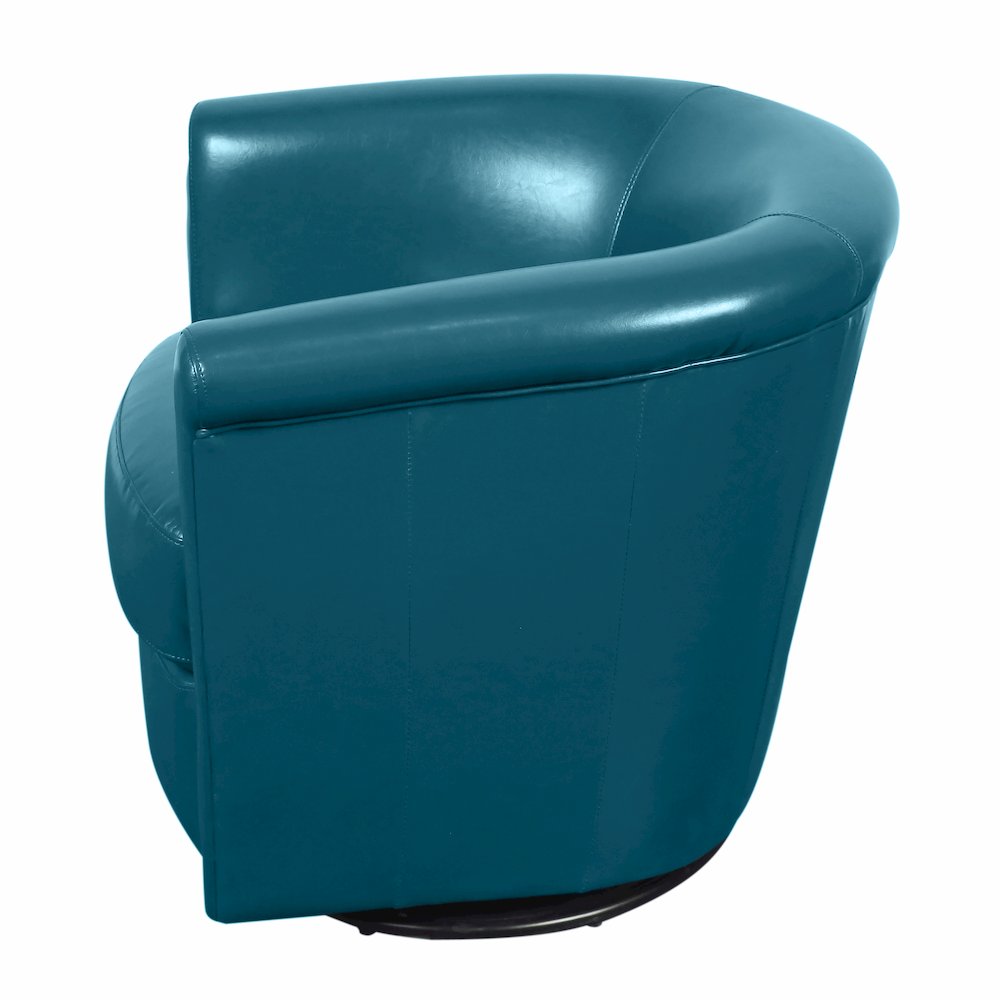 Porter Designs Marvel Contemporary Leather-Look Swivel Accent Chair, Blue. Picture 3