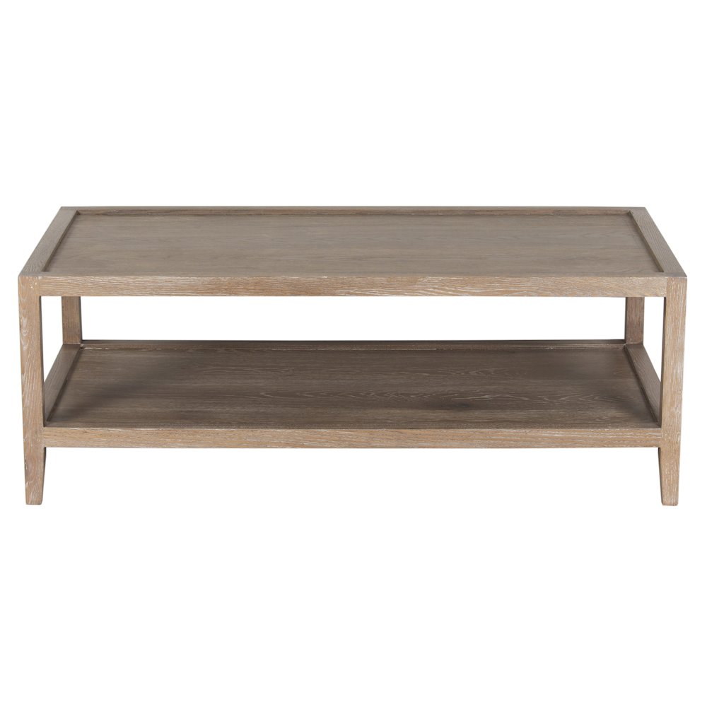Lowell Solid White Oak Wood Coffee Table, Brown. Picture 2