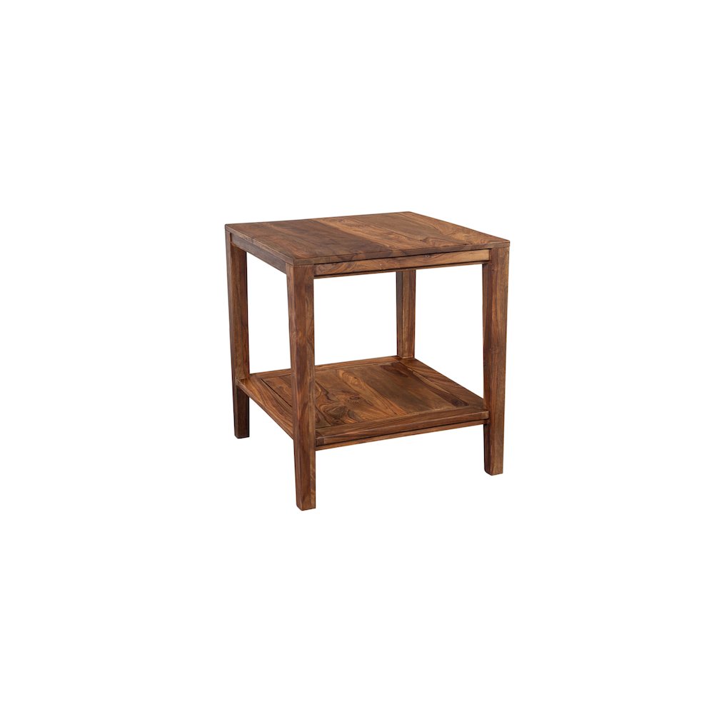Porter Designs Fall River Solid Sheesham Wood End Table, Natural. Picture 1