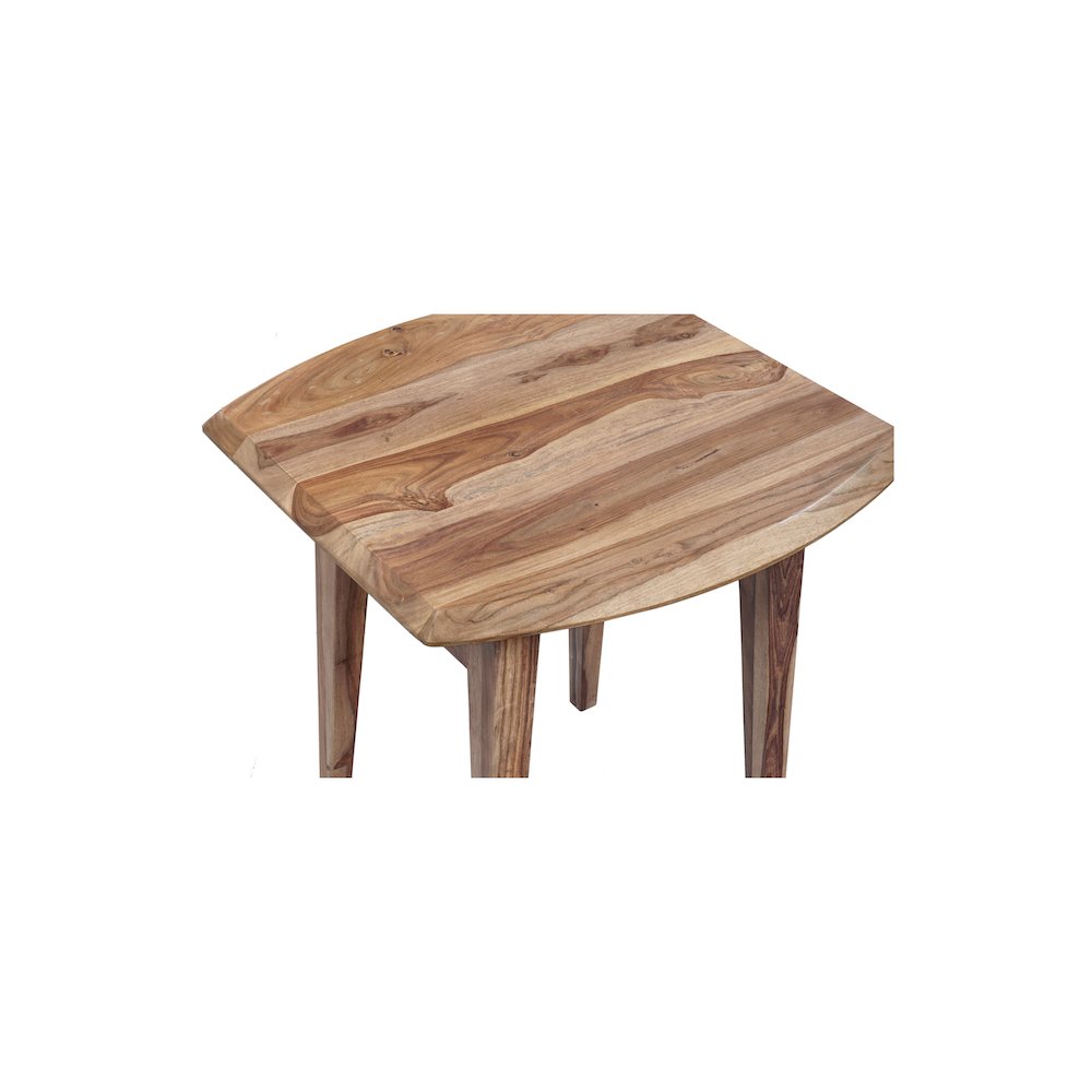 Porter Designs Fusion Solid Sheesham Wood End Table, Natural. Picture 6