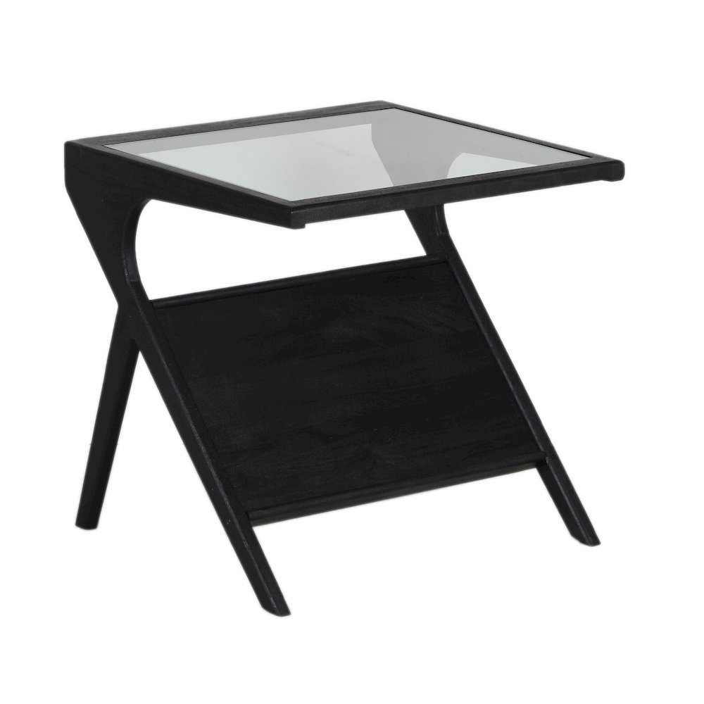 Canberra Solid Mango Wood End Table, Black. Picture 1