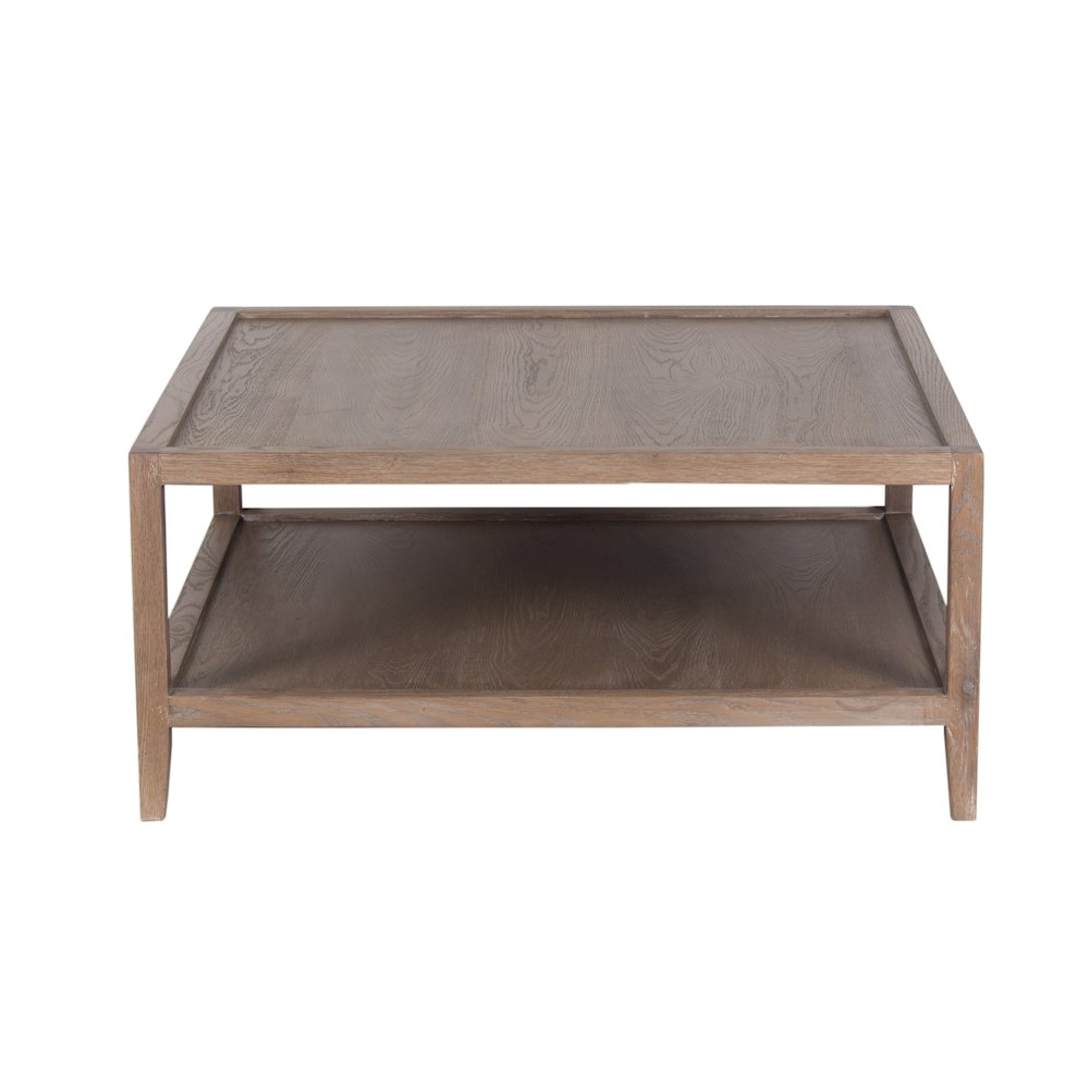 Lowell Solid White Oak Wood Coffee Table, Brown. Picture 2