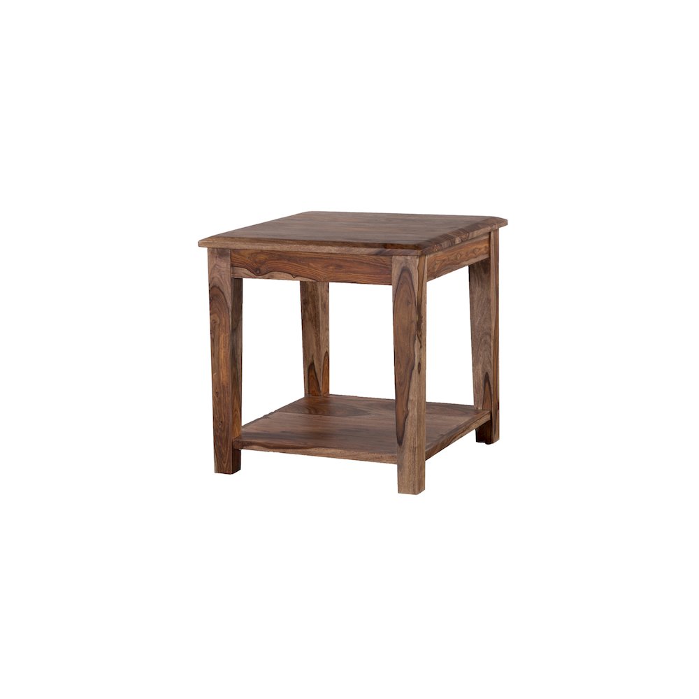 Porter Designs Sonora Solid Sheesham Wood End Table, Brown. Picture 1