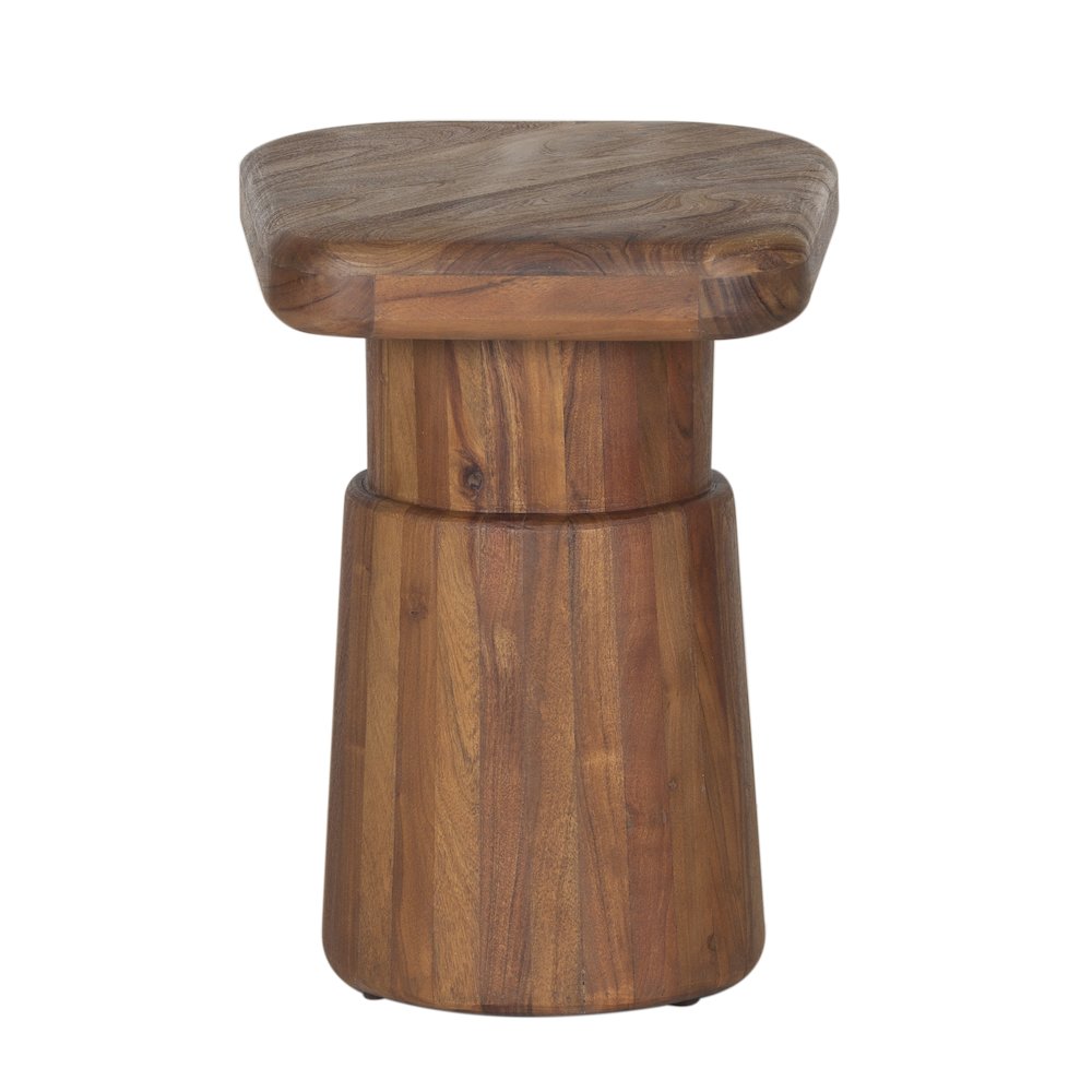Ekta Solid Acacia Wood End Table, Brown. Picture 1