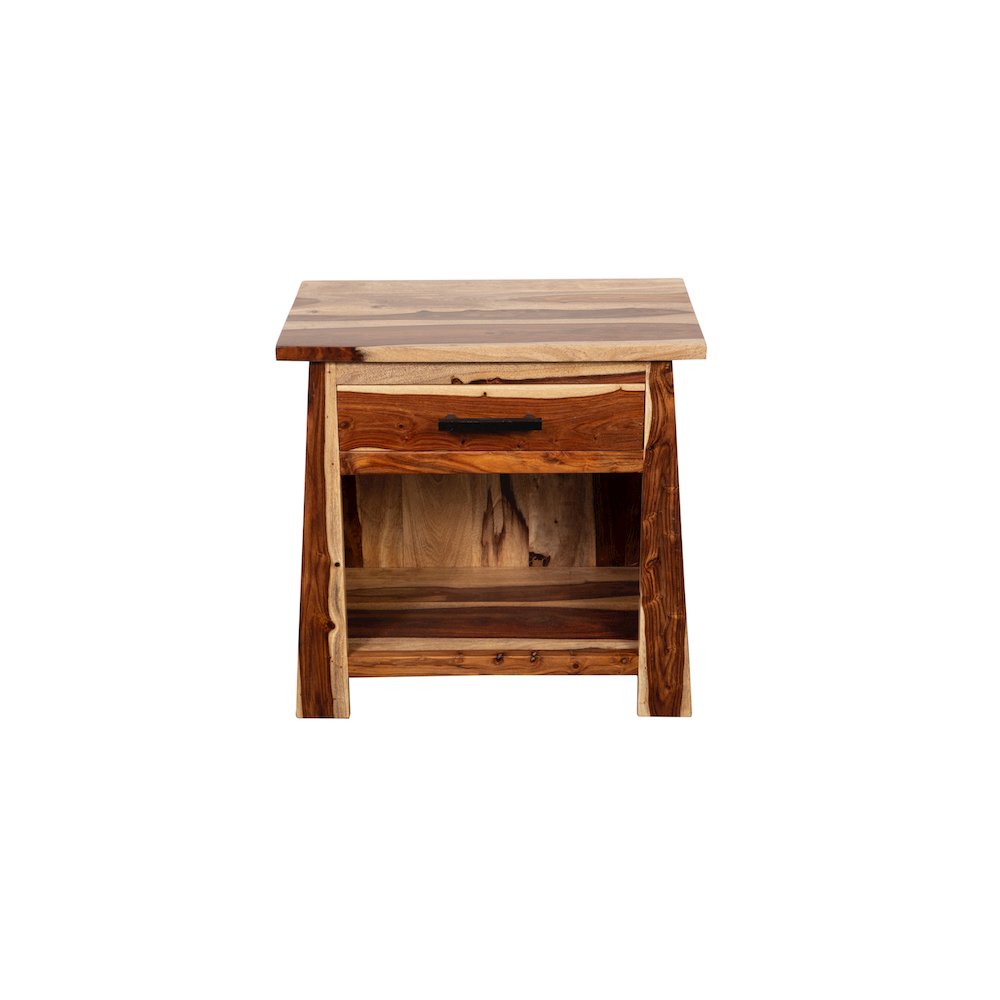 Porter Designs Kalispell Solid Sheesham Wood Nightstand, Natural. Picture 3