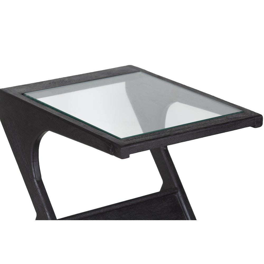 Canberra Solid Mango Wood End Table, Black. Picture 5