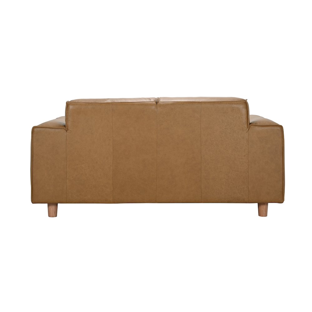 Nerio Top-Grain Leather Loveseat, Brown. Picture 5