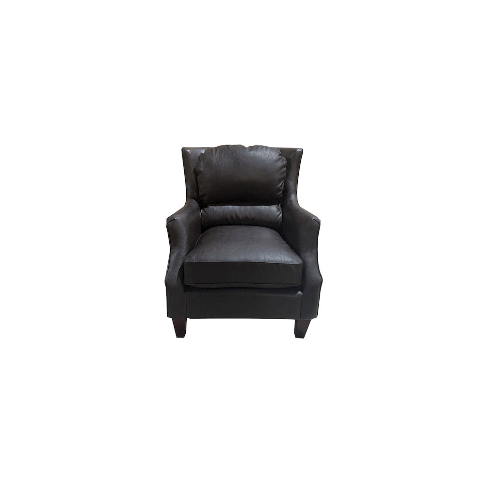 Porter Designs Garnett Crackle Leather Club Style Chair, Black. Picture 2
