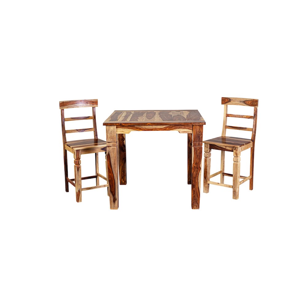 Porter Designs Taos Solid Sheesham Wood 54" Square Counter Table, Natural. Picture 6