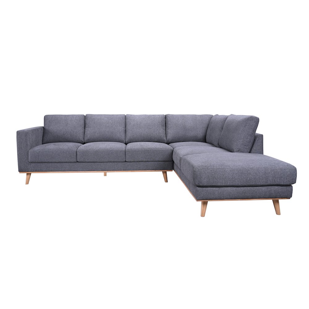 Albina Midcentury Modern Upholstered Sectional, Gray. Picture 2