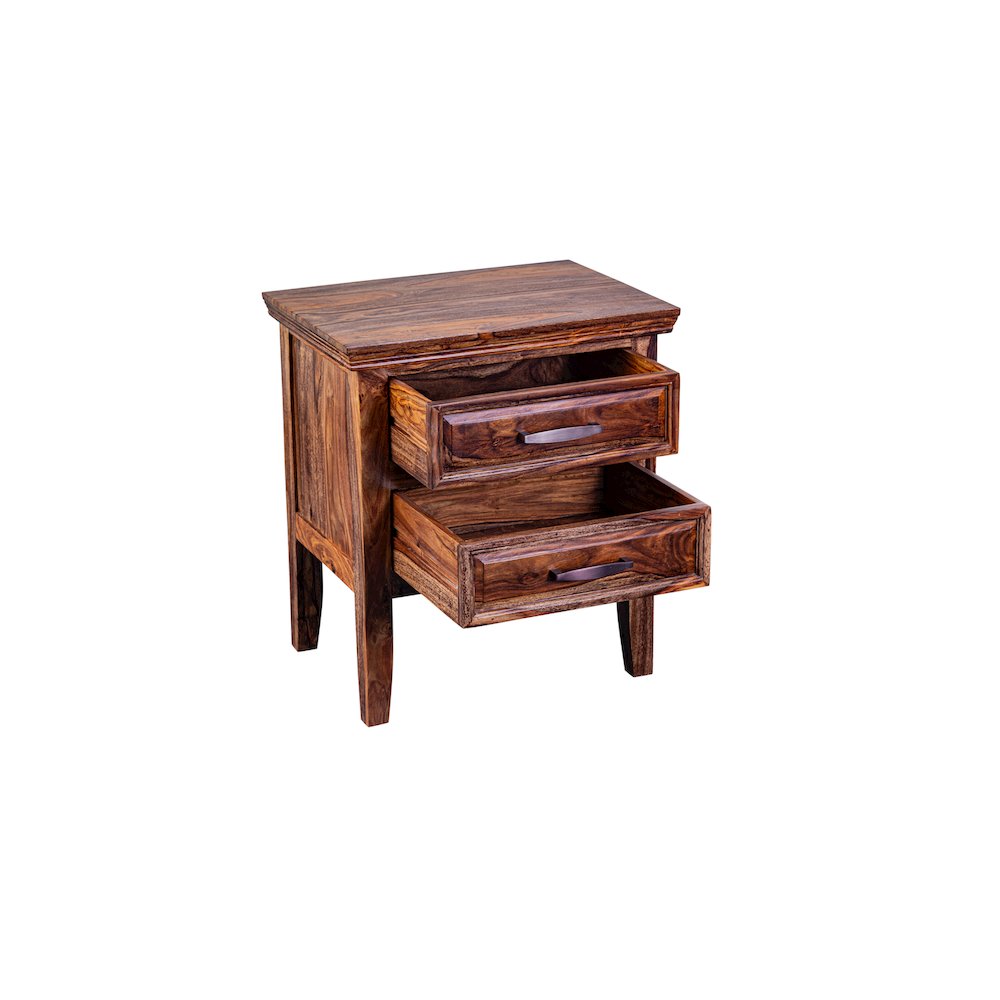 Porter Designs Sonora Solid Sheesham Wood Nightstand, Brown. Picture 7