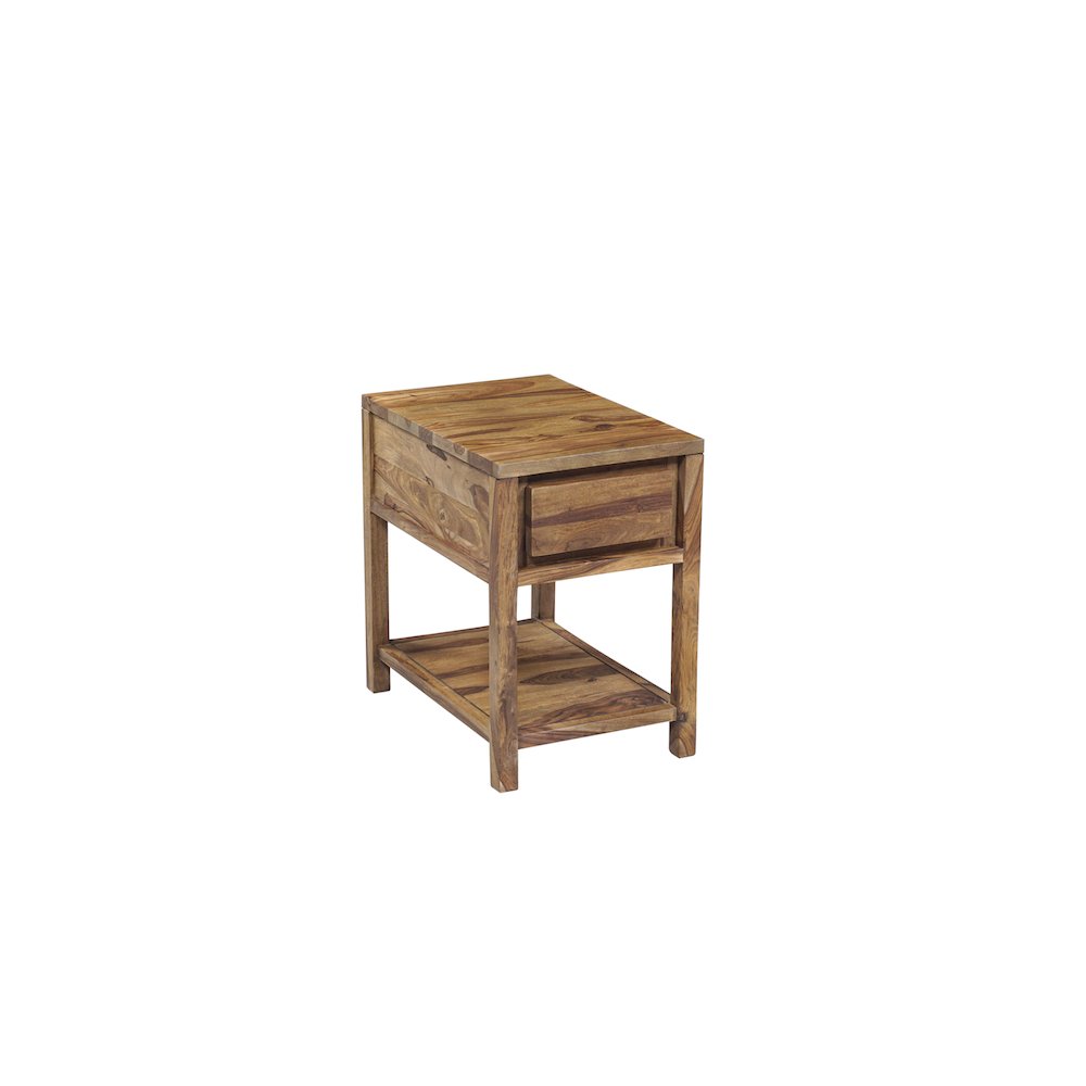 Porter Designs Urban Solid Sheesham Wood End Table, Natural. Picture 1
