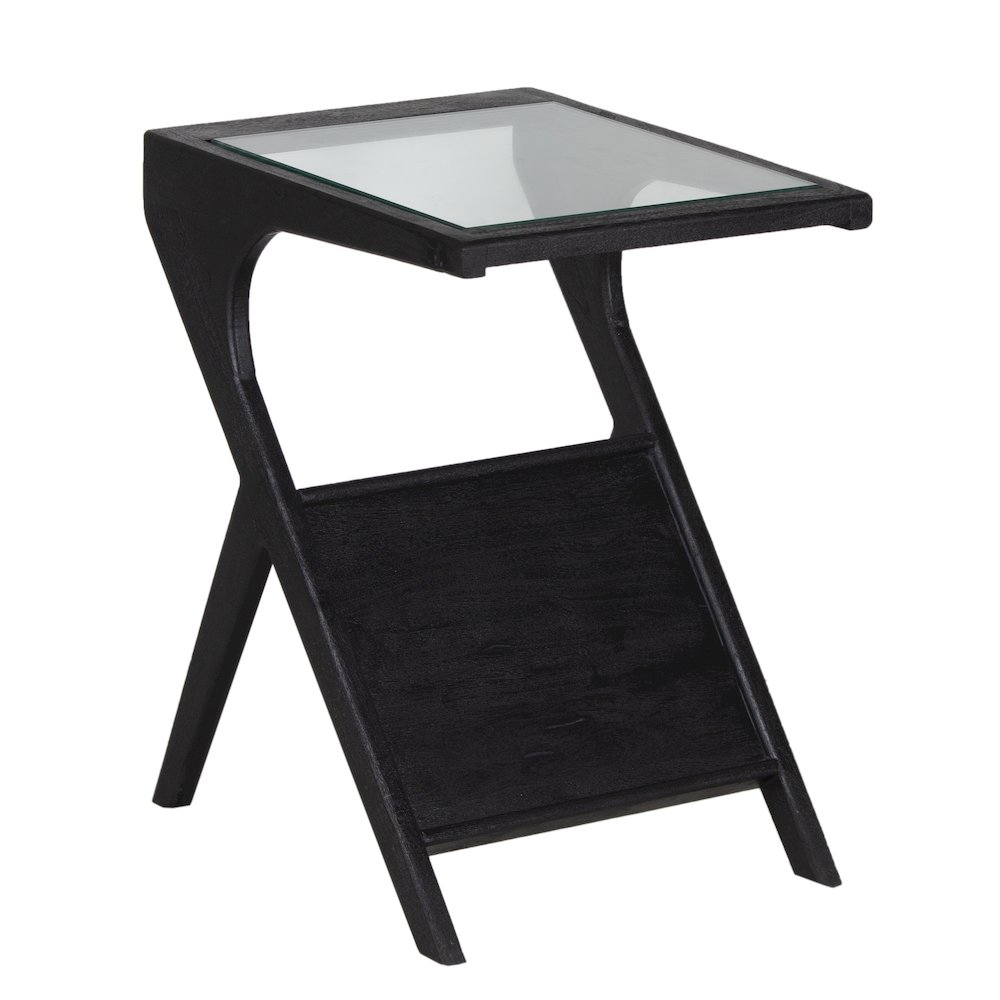 Canberra Solid Mango Wood End Table, Black. Picture 1