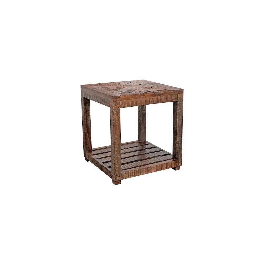 Porter Designs Gunnison Solid  Wood End Table, Brown. Picture 1