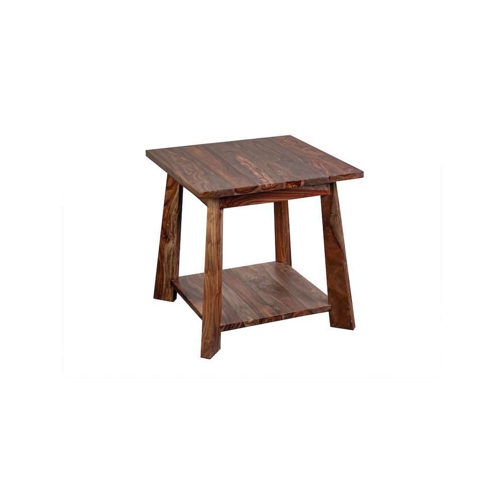 Porter Designs Kalispell Solid Sheesham Wood End Table, Brown. Picture 1
