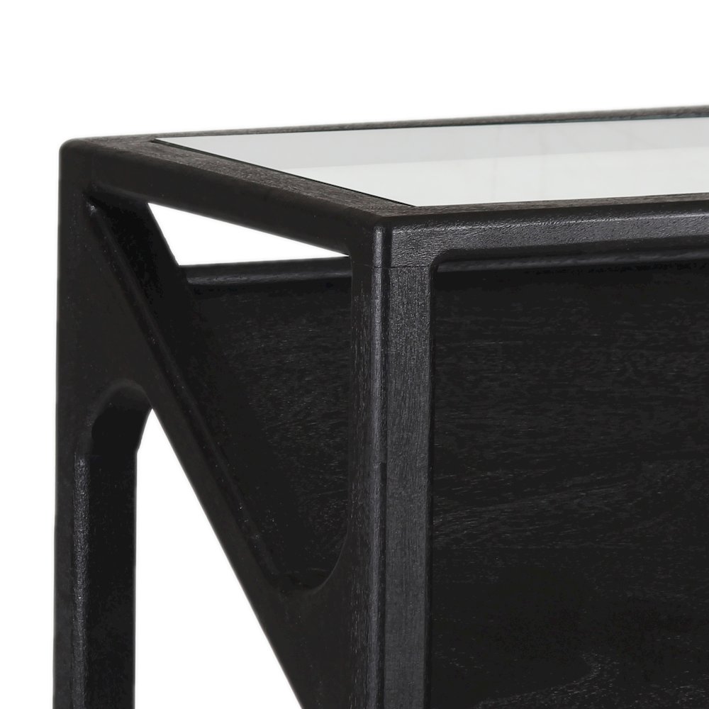 Canberra Solid Mango Wood Console Table, Black. Picture 8