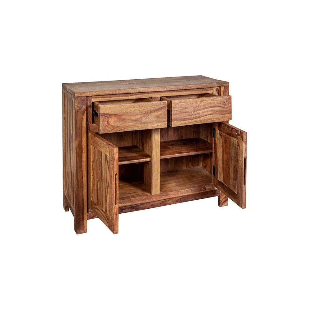Porter Designs Urban Solid Sheesham Wood 2 Drawer Sideboard, Natural. Picture 6