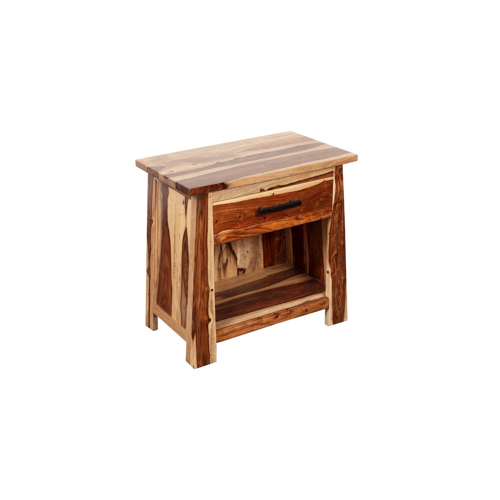 Porter Designs Kalispell Solid Sheesham Wood Nightstand, Natural. Picture 1