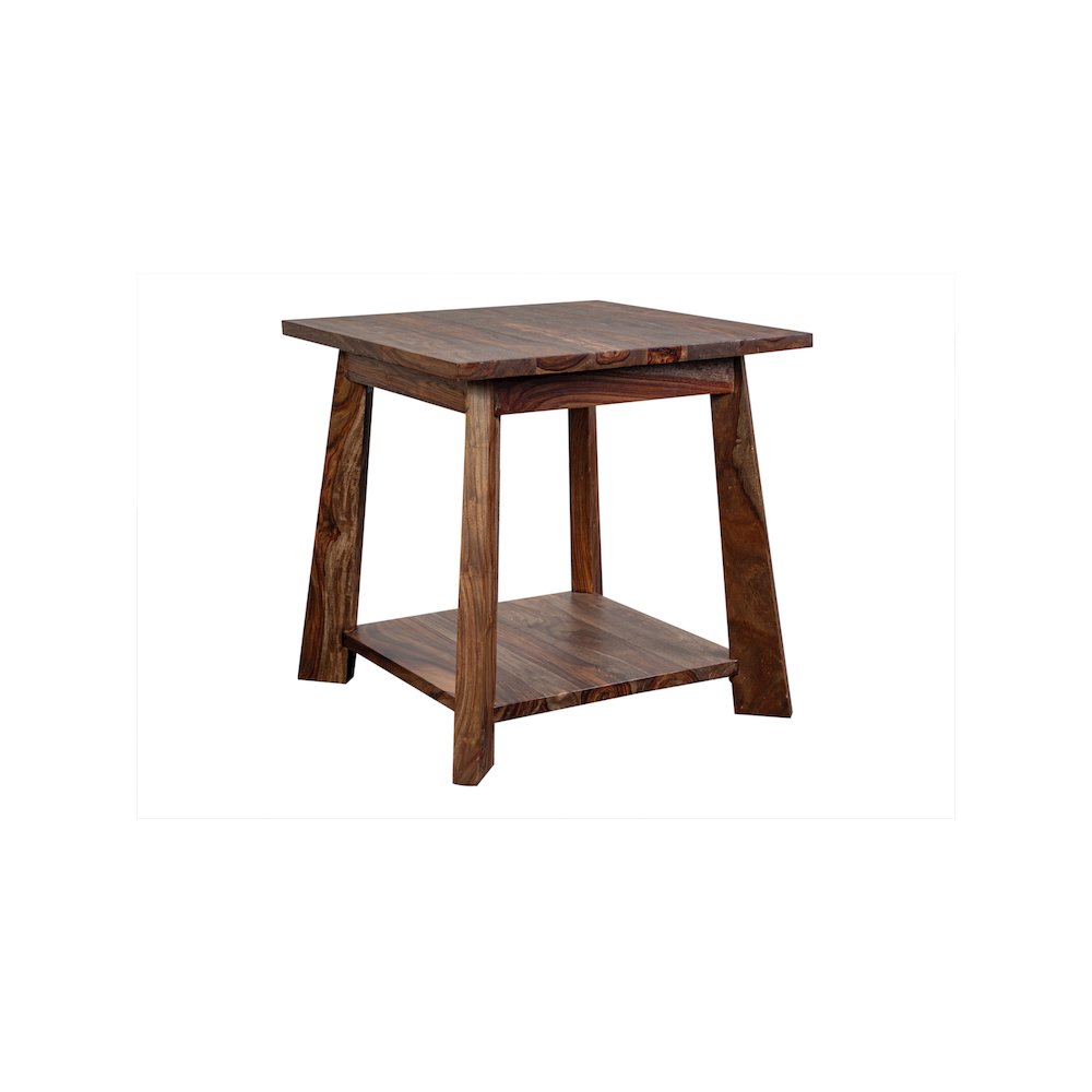 Porter Designs Kalispell Solid Sheesham Wood End Table, Brown. Picture 4