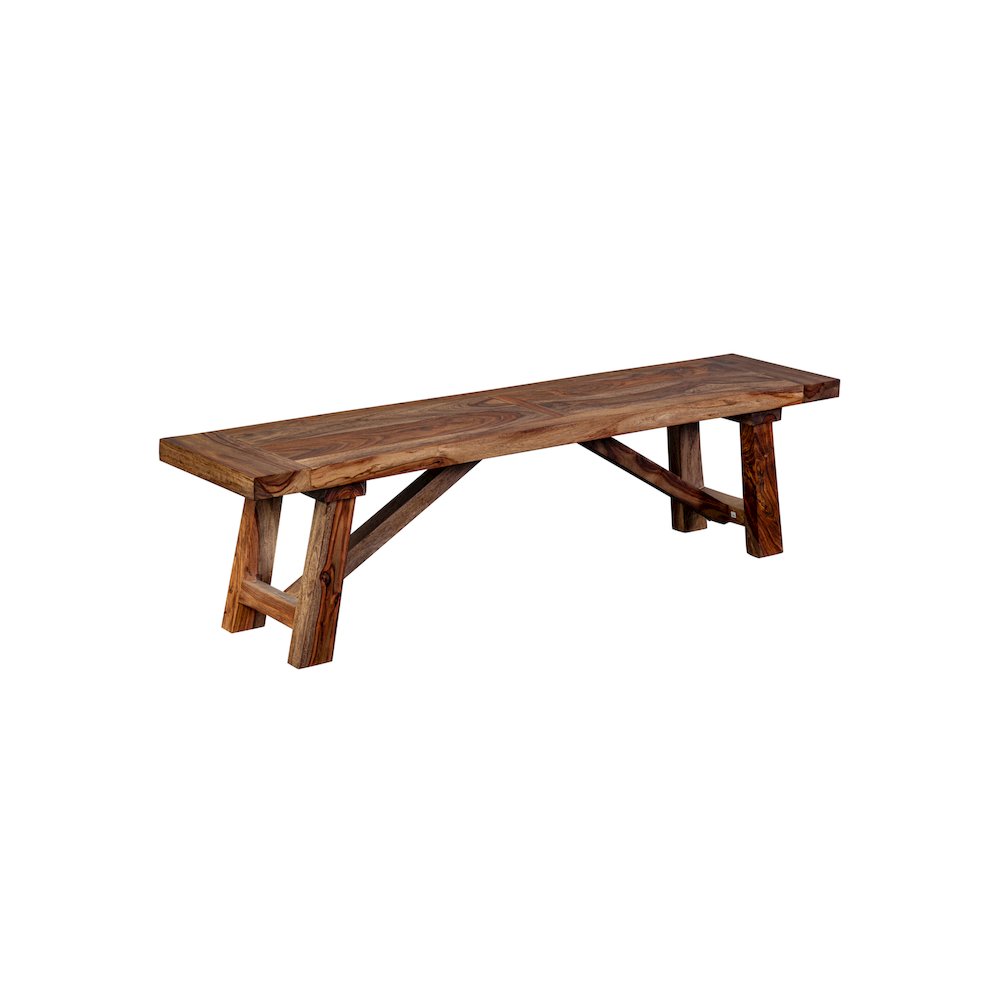 Porter Designs Kalispell Solid Sheesham Wood Dining Bench, Brown. Picture 5