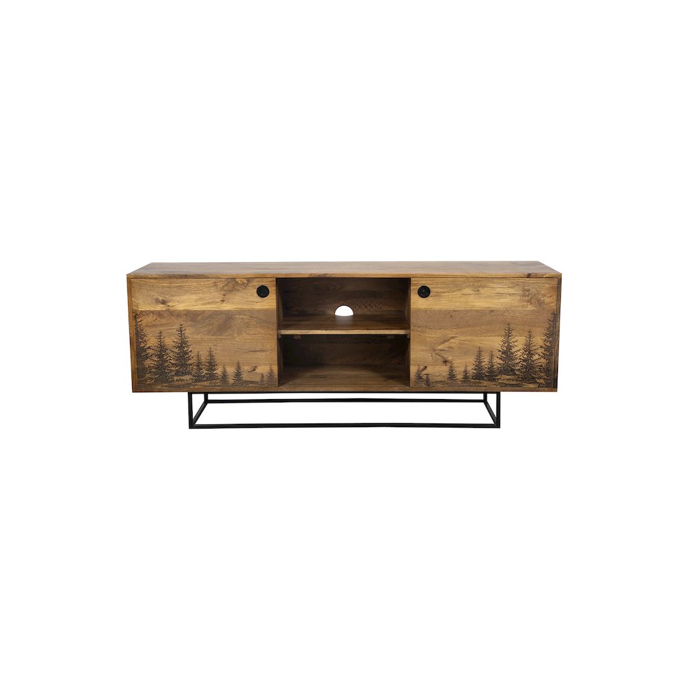 Porter Designs Cascade Solid Wood TV Stand, Natural. Picture 2