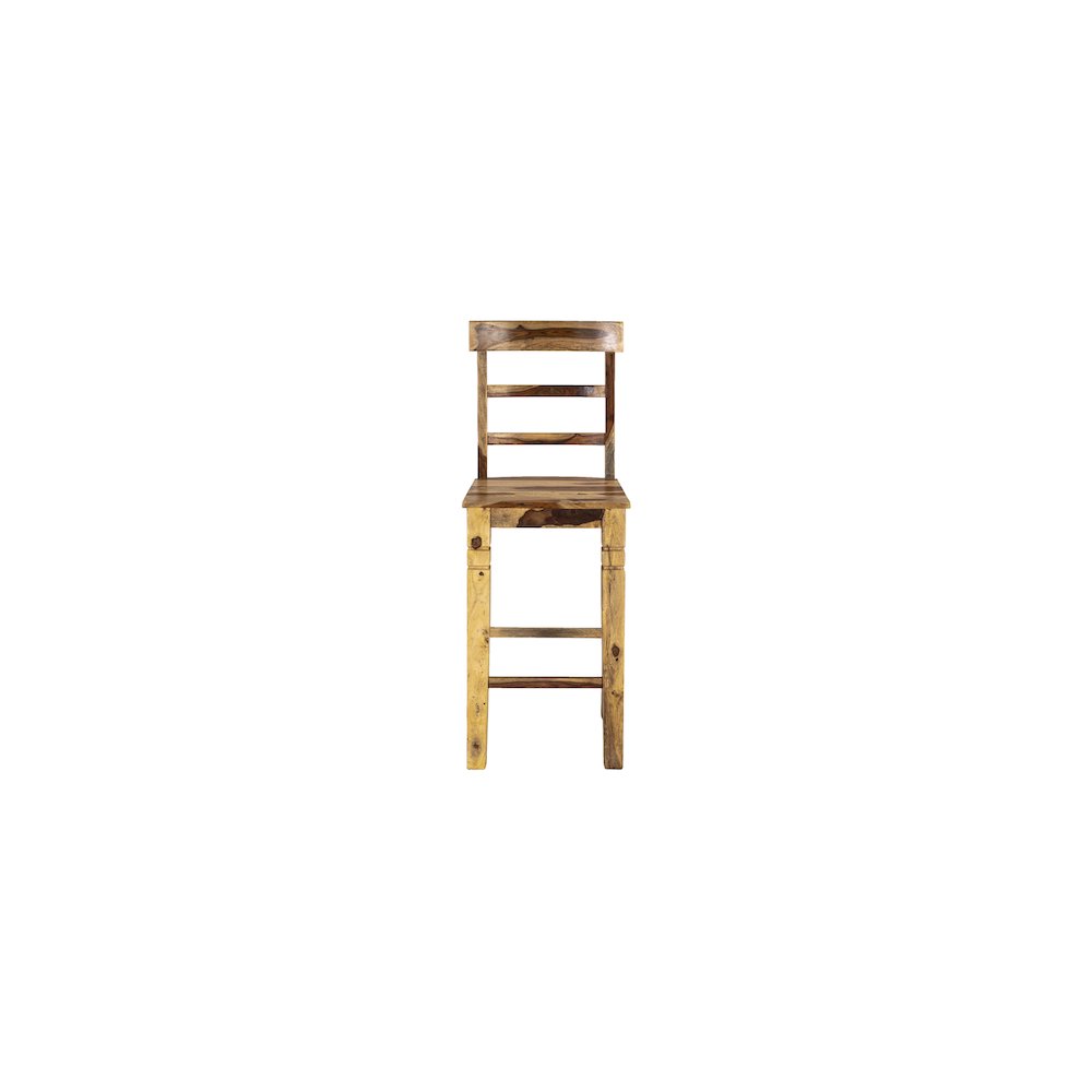 Taos Solid Sheesham Wood Ladderback 30" Bar Height Bar Stool, Natural (Set of 2). Picture 2