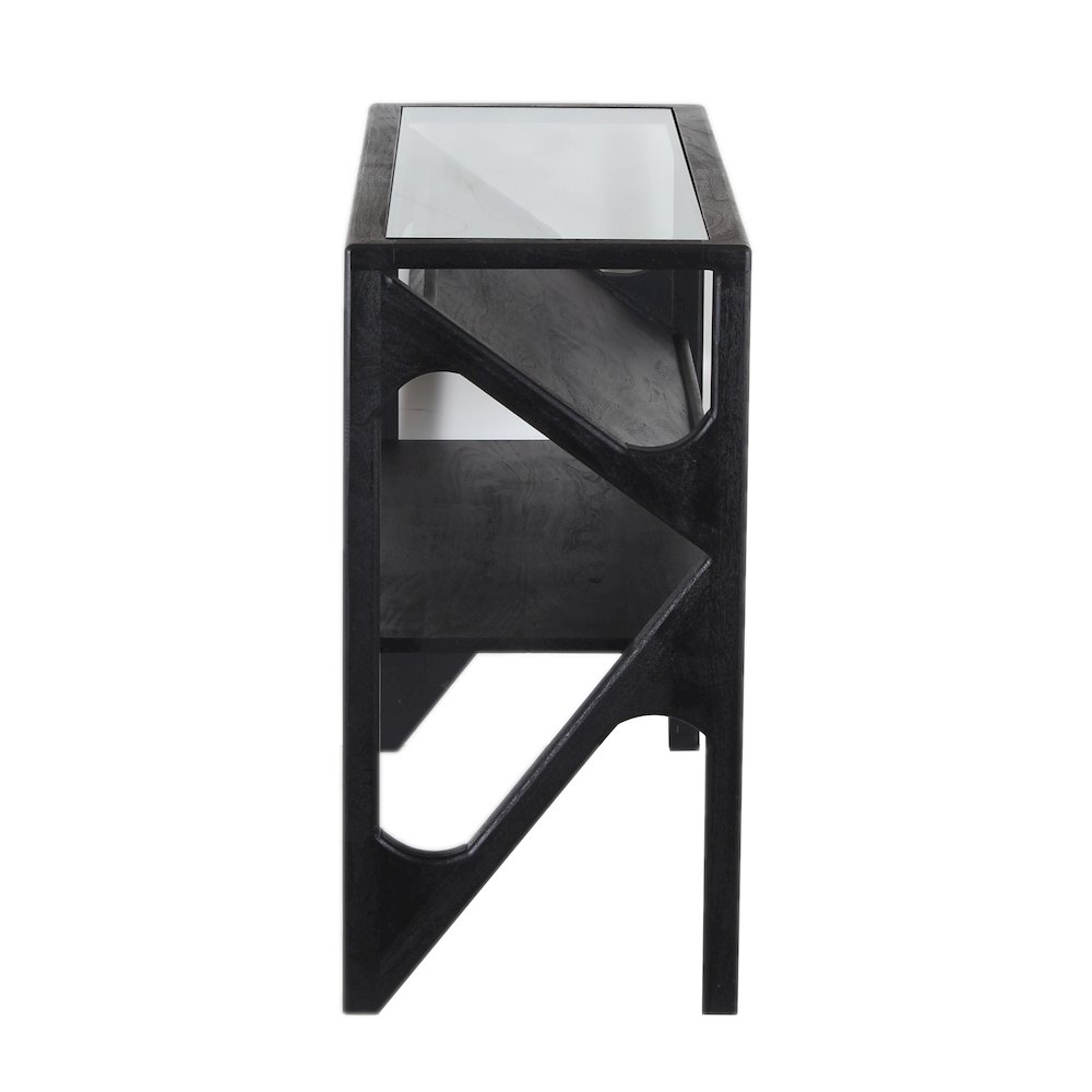 Canberra Solid Mango Wood Console Table, Black. Picture 3