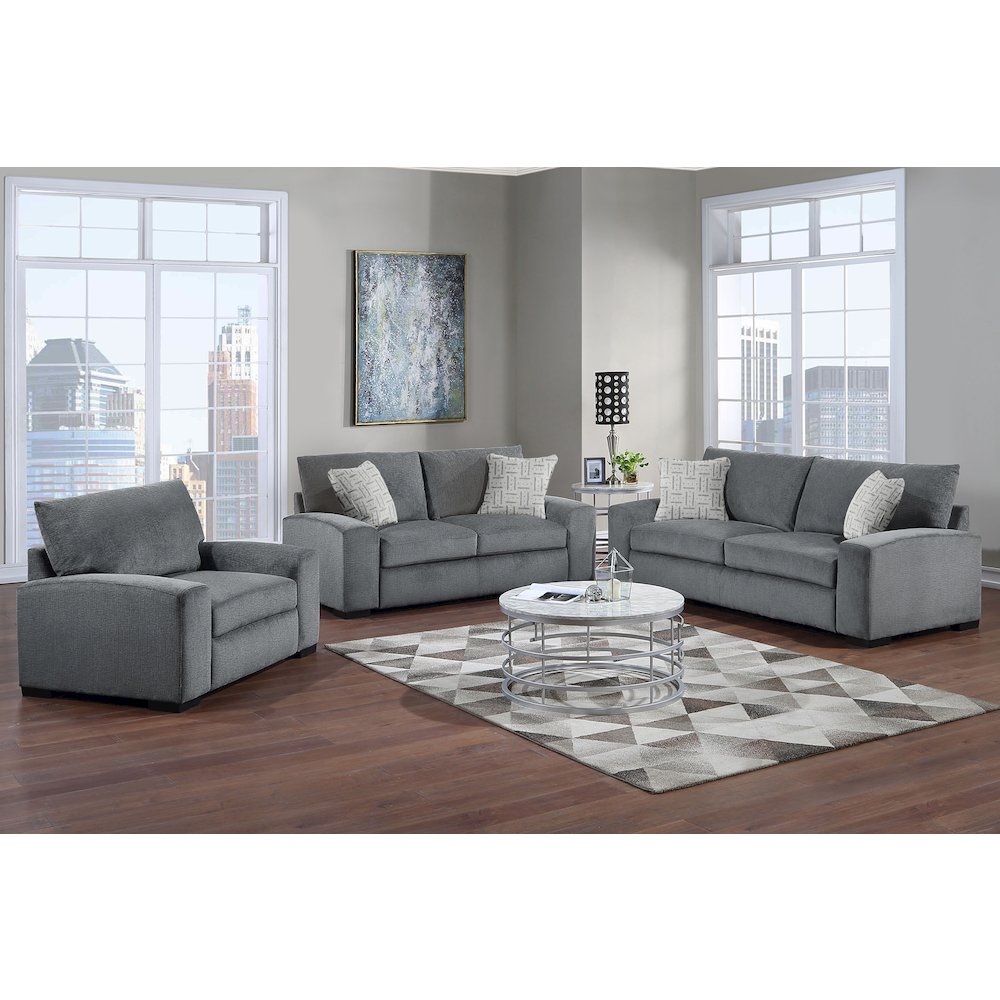 Clayton Modern Upholstered Sofa, Gray. Picture 6