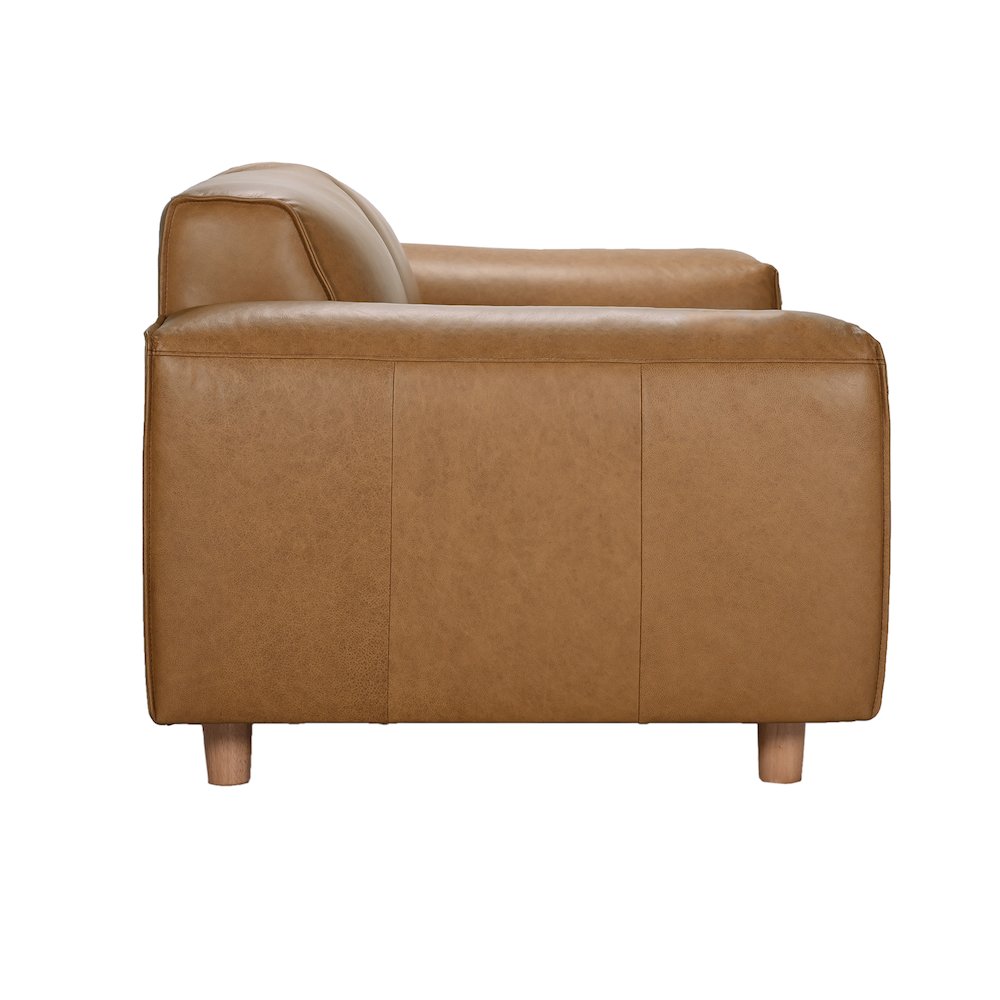 Nerio Top-Grain Leather Loveseat, Brown. Picture 3