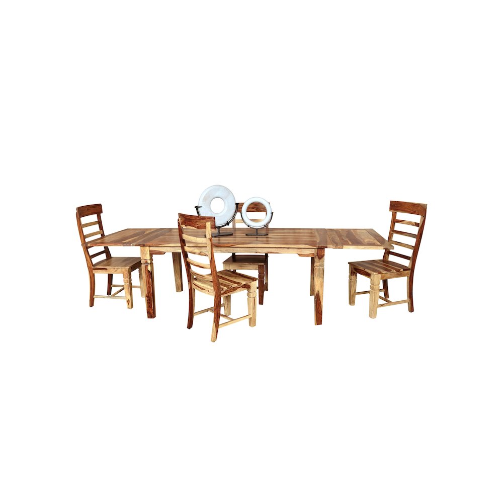 Taos Solid Sheesham Wood 72" - 112" Extension Dining Table, Natural. Picture 5