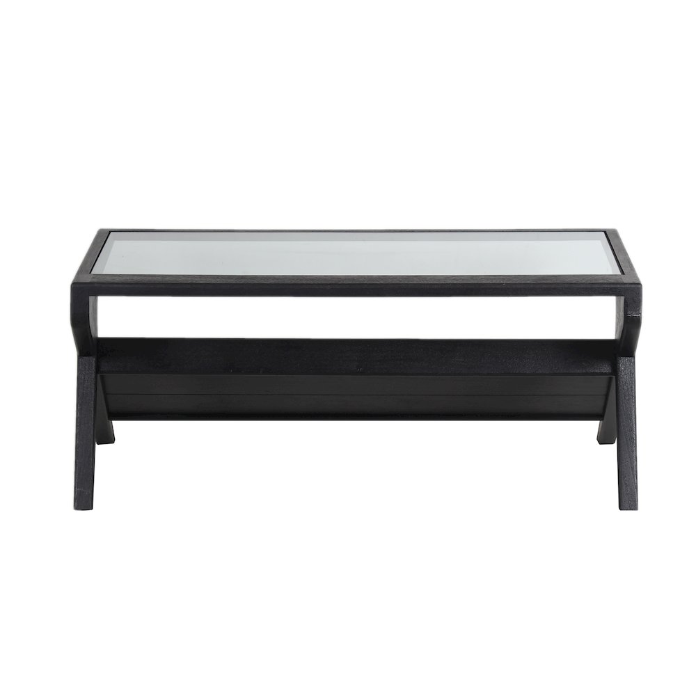 Canberra Solid Mango Wood Coffee Table, Black. Picture 4