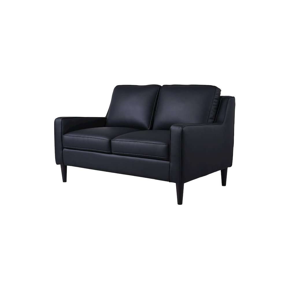 Porter Designs Lazio High Quality Leather Loveseat, Black. Picture 1