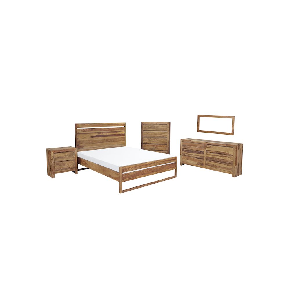 Porter Designs Urban Solid Sheesham Wood Queen Bed, Natural. Picture 10