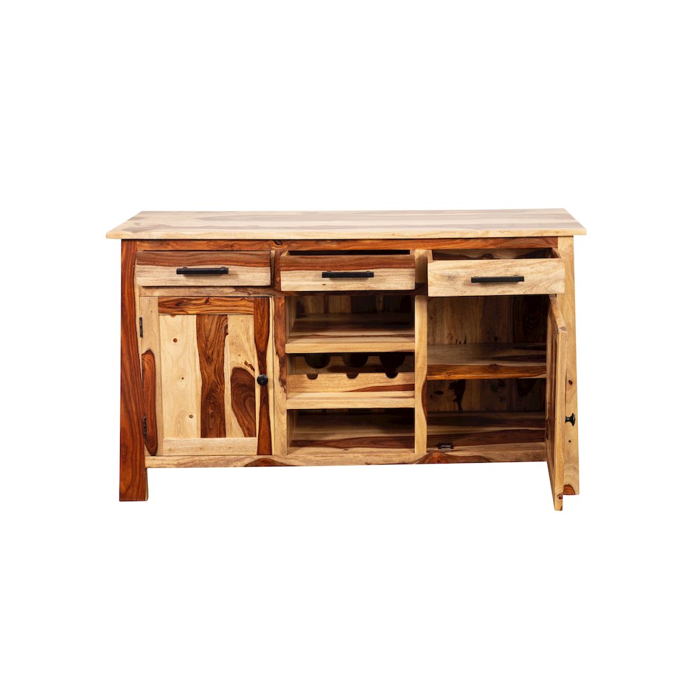 Porter Designs Kalispell Solid Sheesham Wood Bar Sideboard, Natural. Picture 6