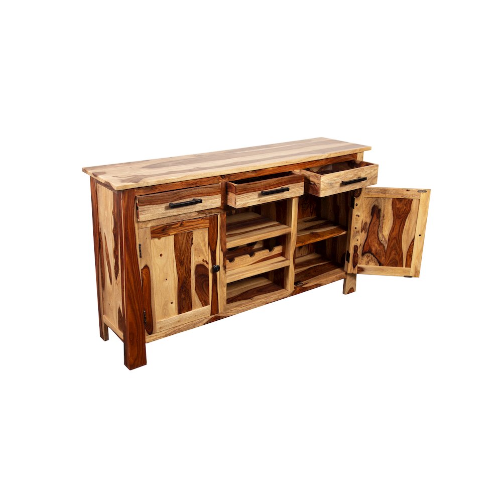 Porter Designs Kalispell Solid Sheesham Wood Bar Sideboard, Natural. Picture 5