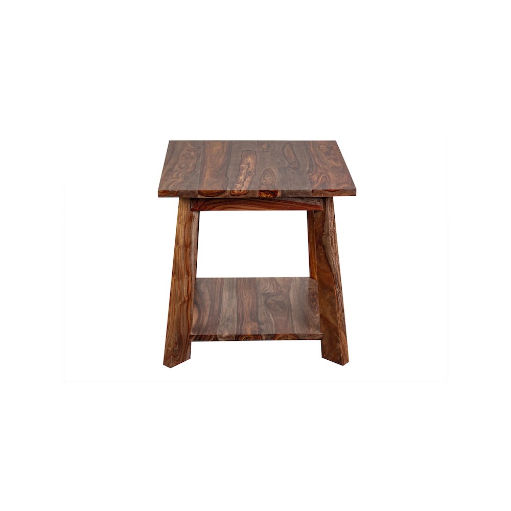 Porter Designs Kalispell Solid Sheesham Wood End Table, Brown. Picture 2