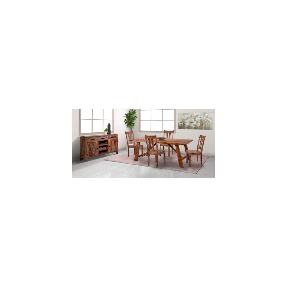Porter Designs Kalispell Solid Sheesham Wood Dining Table, Brown. Picture 7